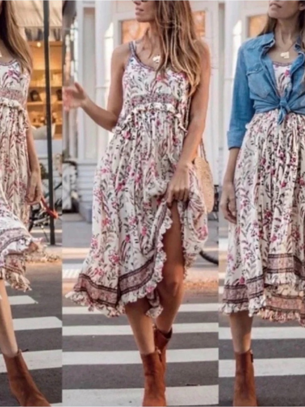 Spell Maisie Strappy Blush Floral Lace-Trim Midi Dress - Picture 3 of 13